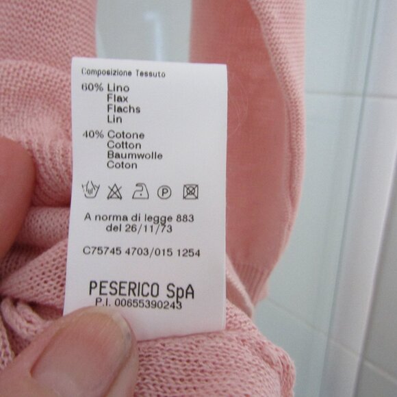 Pink Linen & Cotton PESERICO Italy Sweater with 3/4 Sleeves-----Size 40 / Medium - Picture 6 of 6